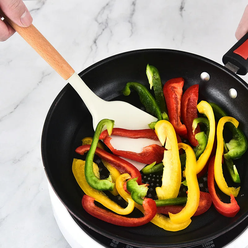 Silicone Kitchen Tools Wooden Handle