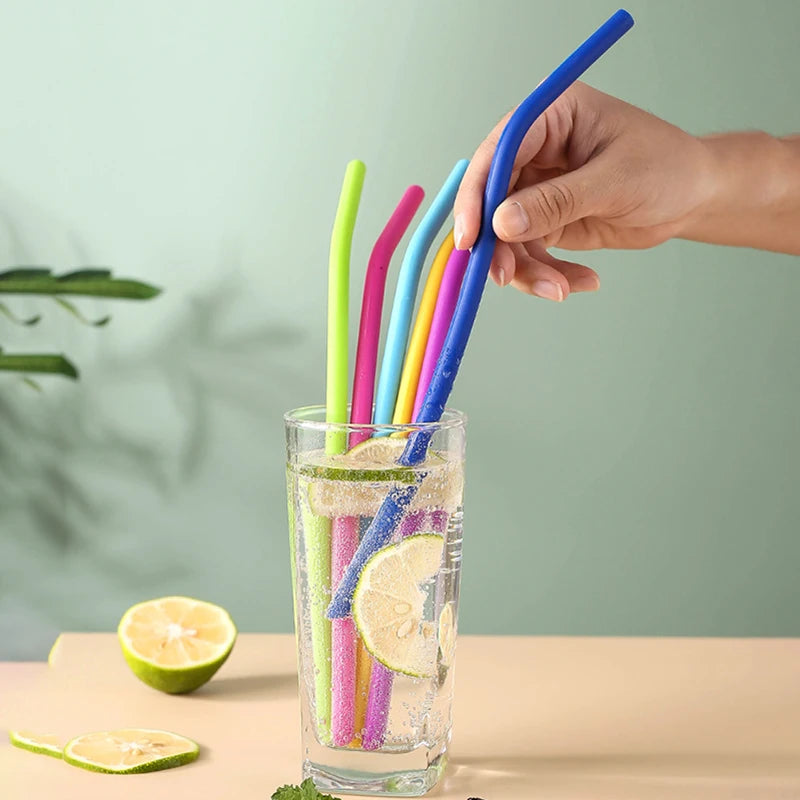 6/3/1 PCS Colourful Silicone Straws