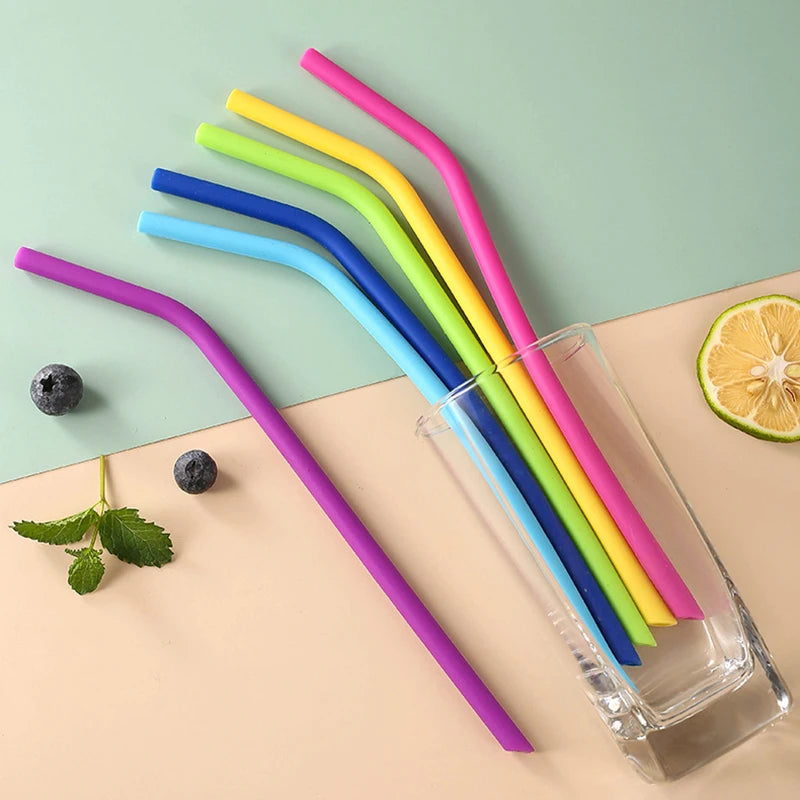 6/3/1 PCS Colourful Silicone Straws